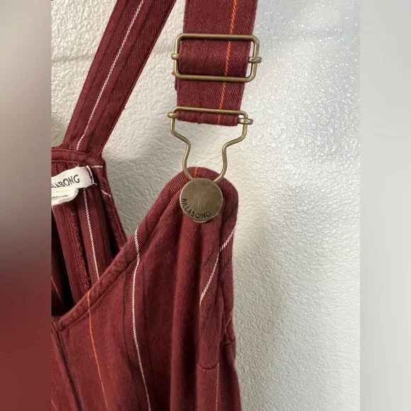 Billabong Bella Day Burgundy Multi Striped Culotte Jumpsuit XS - Picture 7 of 12